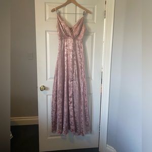 Lulus Dusty Rose jacquard satin floral dress